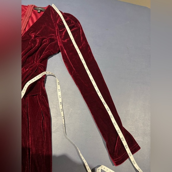 Lulus Feeling Festive Burgundy Velvet Surplice Long Sleeve Jumpsuit Holiday S - Picture 8 of 11